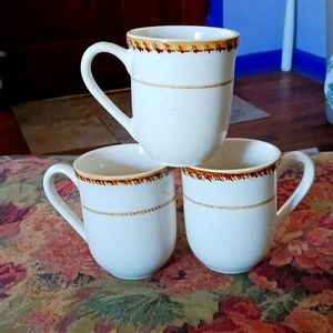 3 RARE VINTAGE TAHITIAN STONEWARE COFFEE MUGGS